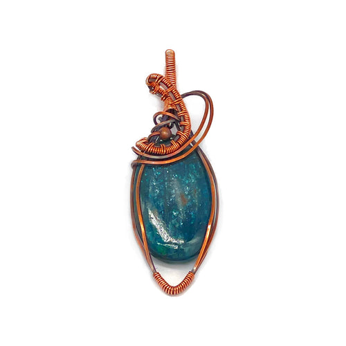 Front - Apatite Pendant Wrapped in Copper Wire