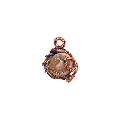 Front - Agate Pendant Wrapped in Copper Wire