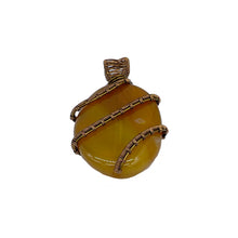 Load image into Gallery viewer, Bottom View - Yellow Onyx Pendant Wrapped in Antique Bronze
