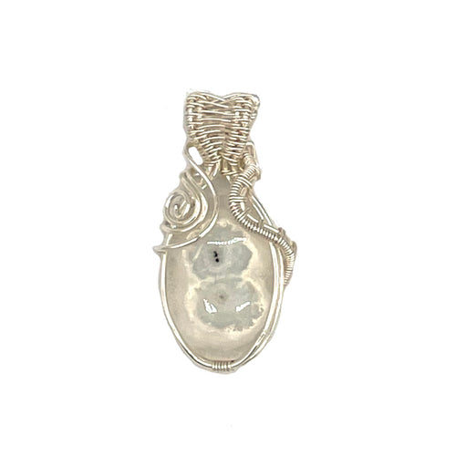 Front - Solar Agate Pendant Wrapped in Silver Wire