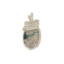 Load image into Gallery viewer, Front - Moss Agate Pendant Wrapped in Silver Wire
