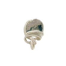 Load image into Gallery viewer, Top View - Moss Agate Pendant Wrapped in Silver Wire
