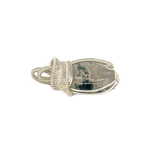Load image into Gallery viewer, Left Side - Moss Agate Pendant Wrapped in Silver Wire
