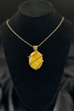 Load image into Gallery viewer, Front - Yellow Onyx Pendant Wrapped in Antique Bronze
