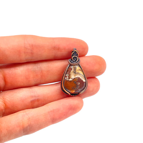 Front - Dolomite Pendant Wrapped in Copper Wire