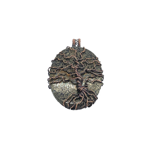 Front - Marcasite Tree of Life Pendant Wrapped in Antique Copper